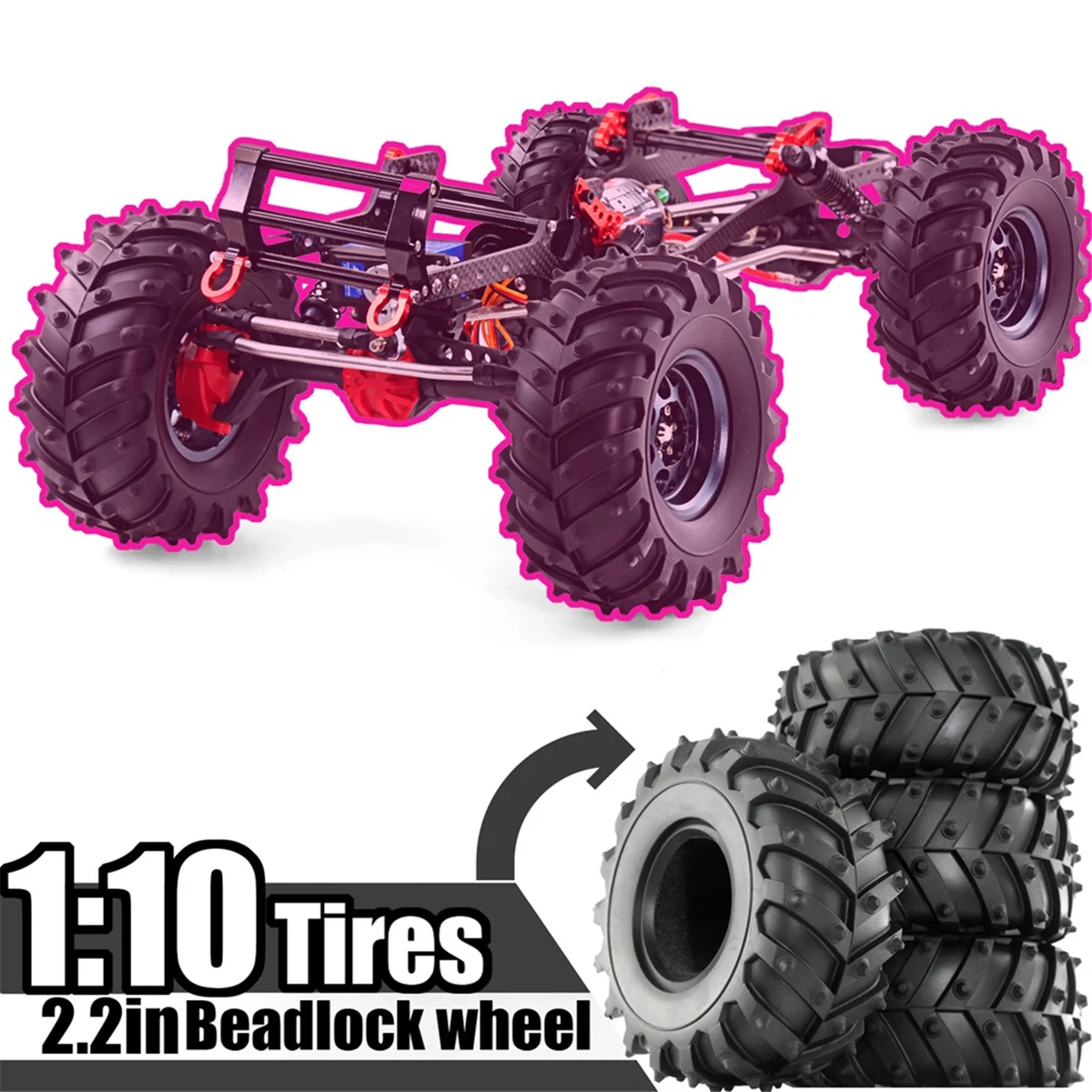N18R 4pcs 1/10 Wheel 128mm -Truck -Tires for SCX10 /// Upgrade Parts