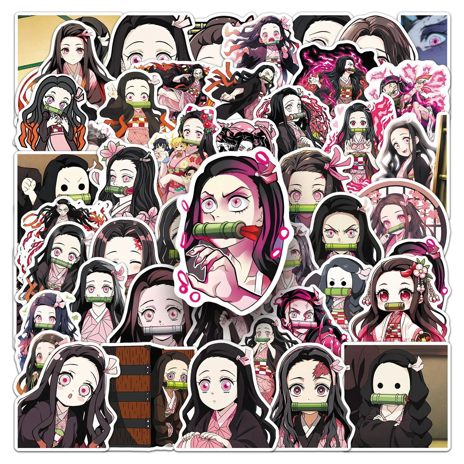 50 Stück Anime Demon Slayer Aufkleber Niedliche Cartoon-Sticker mit Persönlichkeit Kamado Nezuko Graffiti-Aufkleber Kinderspielzeug für Laptop