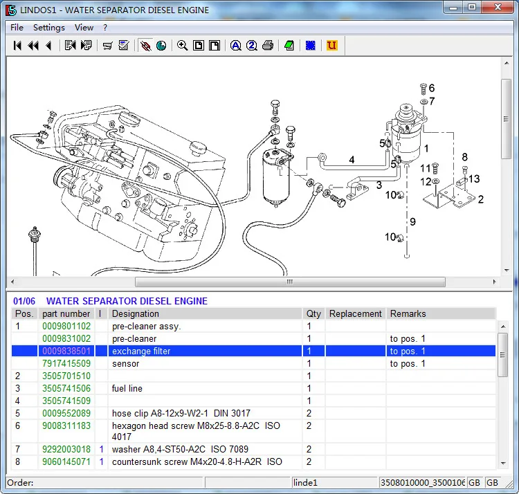 Linde forklift part maintenance parts exchange filt 0009838501 diesel truck 350 351 1218 new service parts