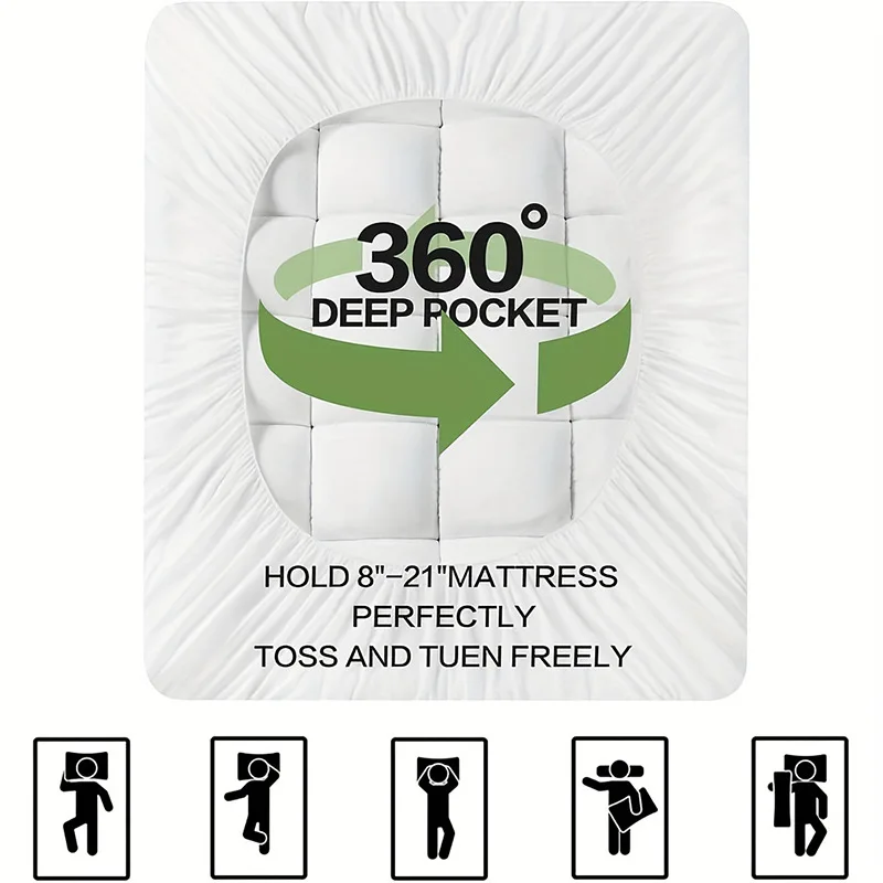 

Cooling Quilted Fitted Mattress Pad Breathable Mattress Protector for Home