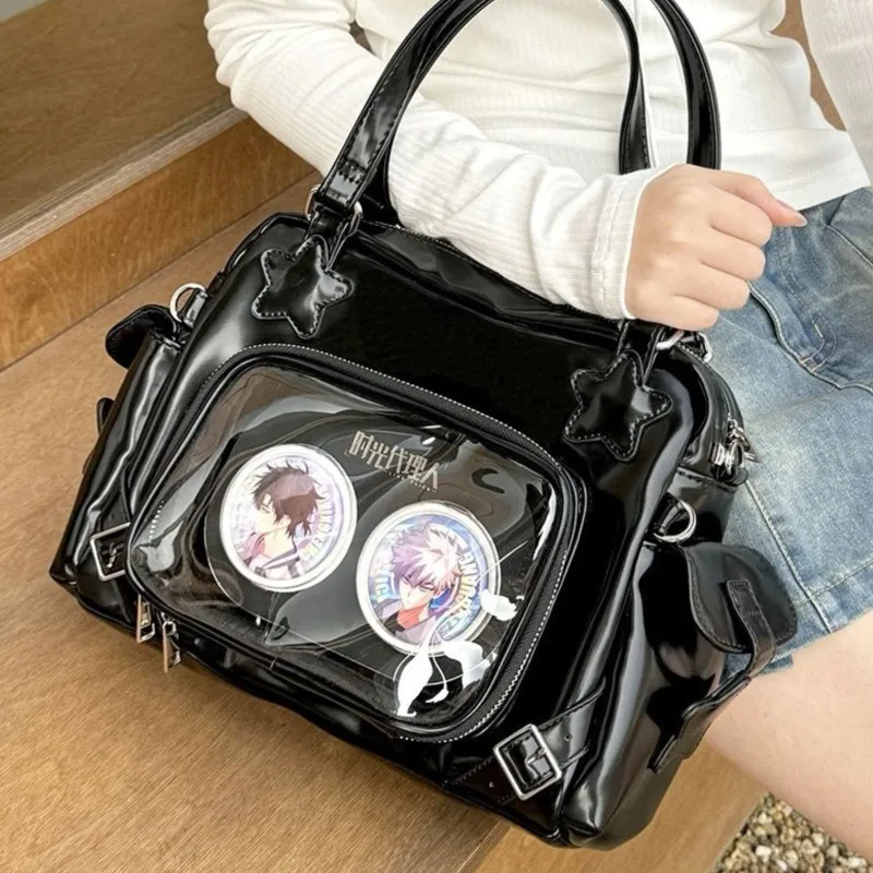 JIAERDI Harajuku Pink Ita Bags Purse Women Lolita Shoulder Underarm Bag Ladies Japanese Transparent Large Capacity Handbag Y2k