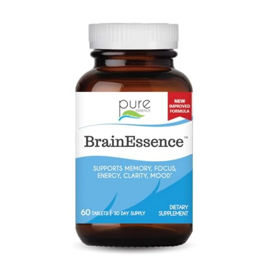 

Brain Essence - Memory Supplement and Vitamin for Men Women and Adults - Herbal Booster for Memory Focus Clarity and Stress Rel