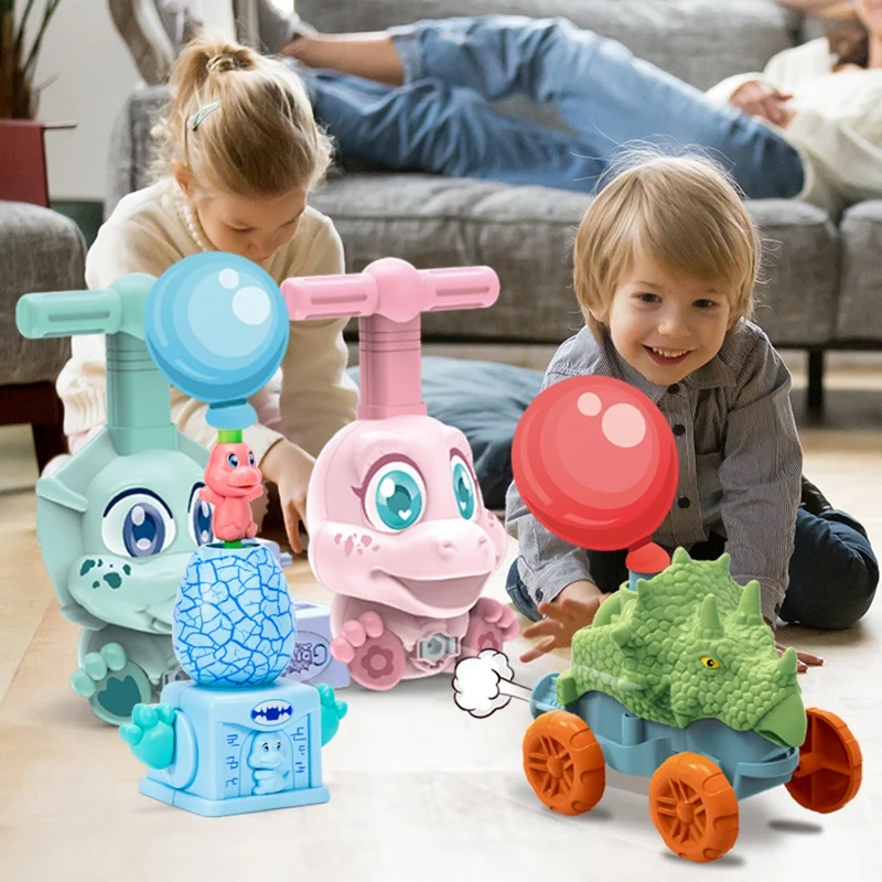 Dinosaur Power Balloon Car Creativity Puzzle Air Power Balloon Launch Tower Toy Fun Gift For Children