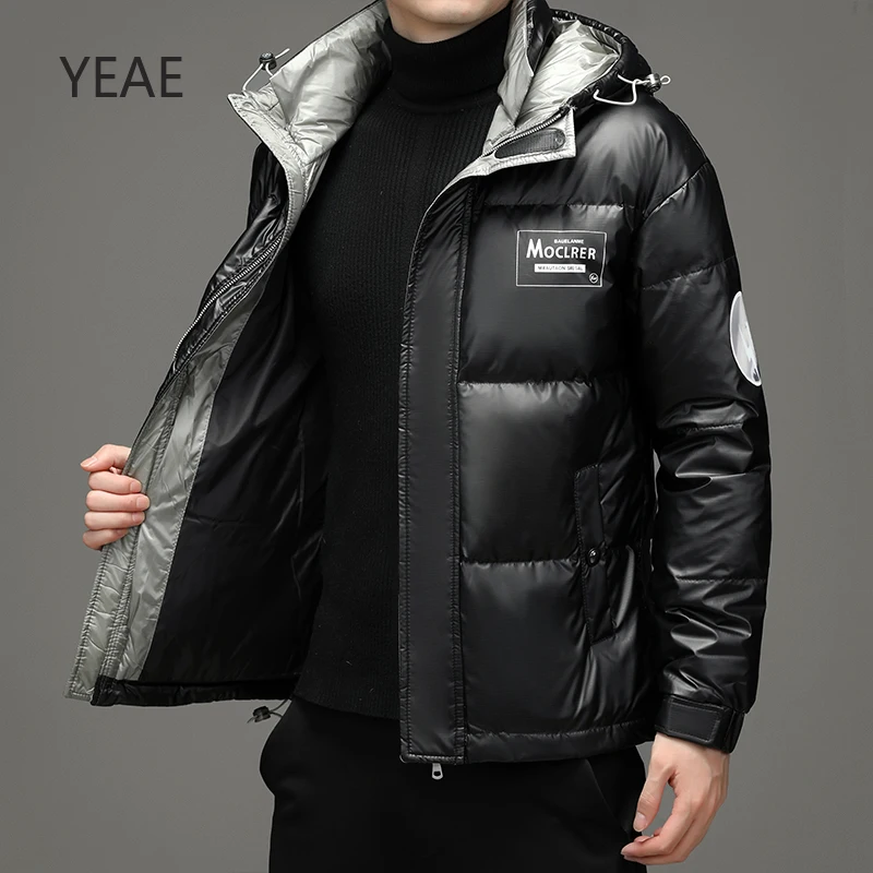 

YEAE Дизайнерская одежда для мужчин Роскошные новые пуховые пальто Зимние яркие легкие стеганые куртки с капюшоном Утка Мужская стеганая холодная куртка