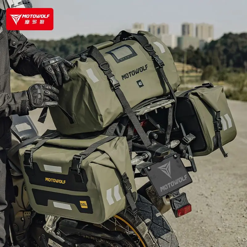 Motowolf Waterproof Large Capacity Universal Motorcycle Tail Rear Seat Bag Riding Luggage Pannier Saddlebag Mototravel Knight view 3