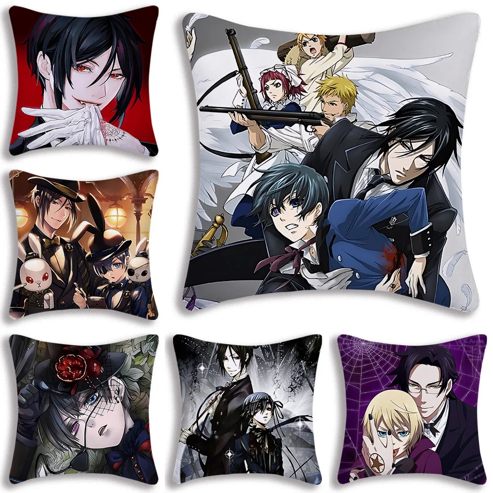 Anime Manga Black Butler Pillow Covers Cartoon Sofa Decorative Home Double-sided Printing Short Plush Cute Cushion Cover