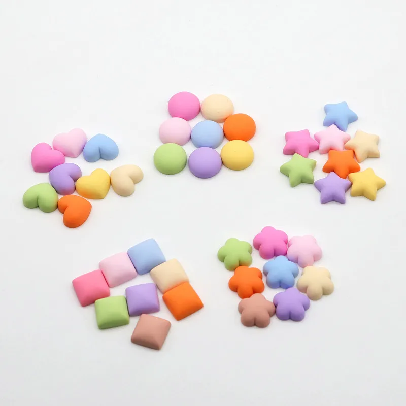 100Pcs Candy Colour Round Love Heart Resin DIY Shoes Hat Icebox Barrette Mobile Phone Case Scrapbook Cream Glue Flat Back Resin