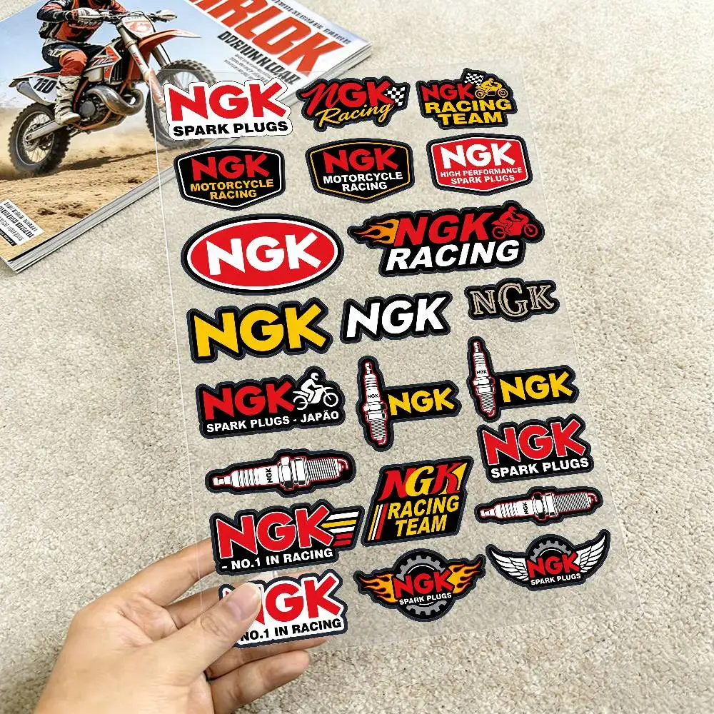 For NGK Motorcycle Reflective Stickers Waterproof Decals for Helmet Scooter Fuel Tank Toolbox Racing