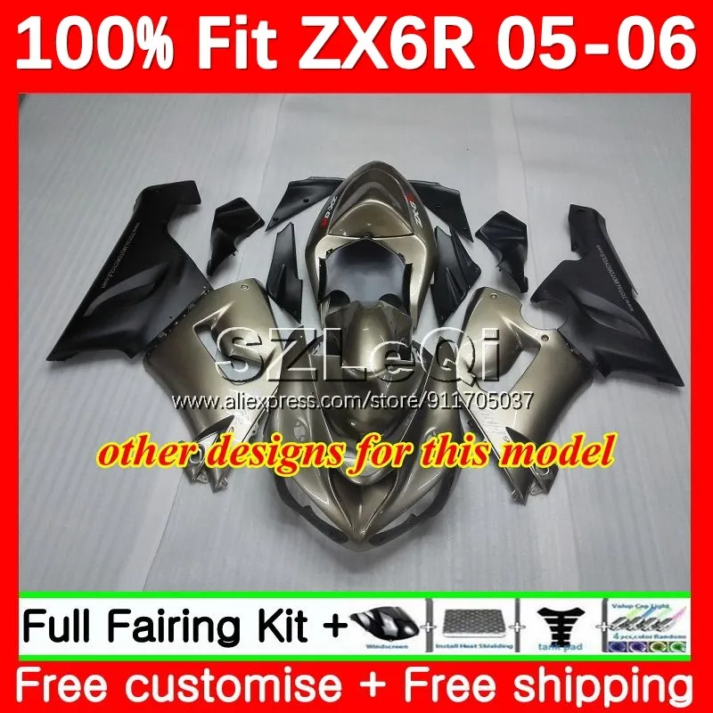 Injection Fairing For KAWASAKI NINJA ZX Stock green 6R 636 6 R ZX636 ZX6R 05 06 3No.5 ZX-636 600CC ZX-6R 2005 2006 Body+Decal