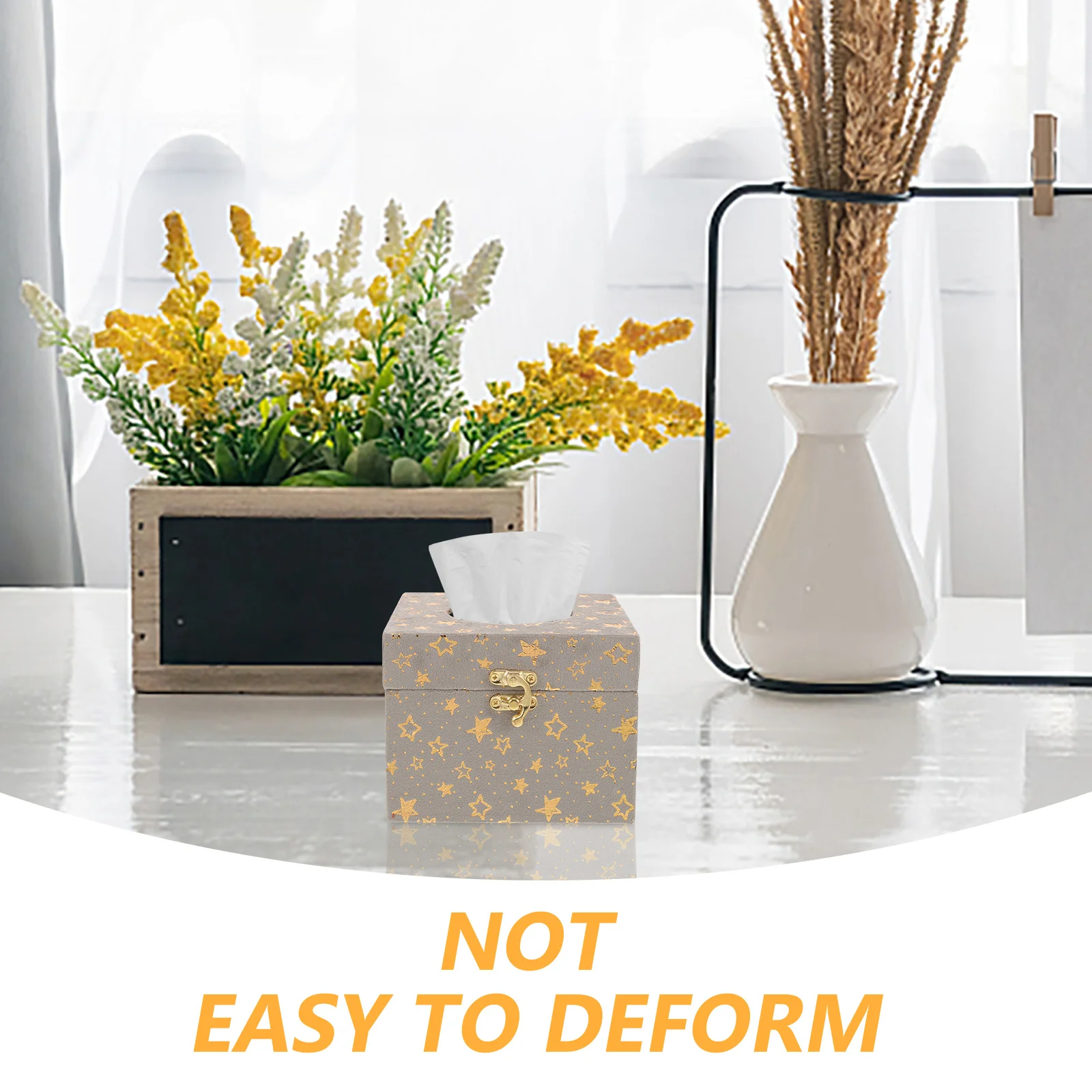 

Wooden Tissue Box Holder Vintage Style Desktop Napkin Storage Case For Home Office Car Bathroom Rectangle