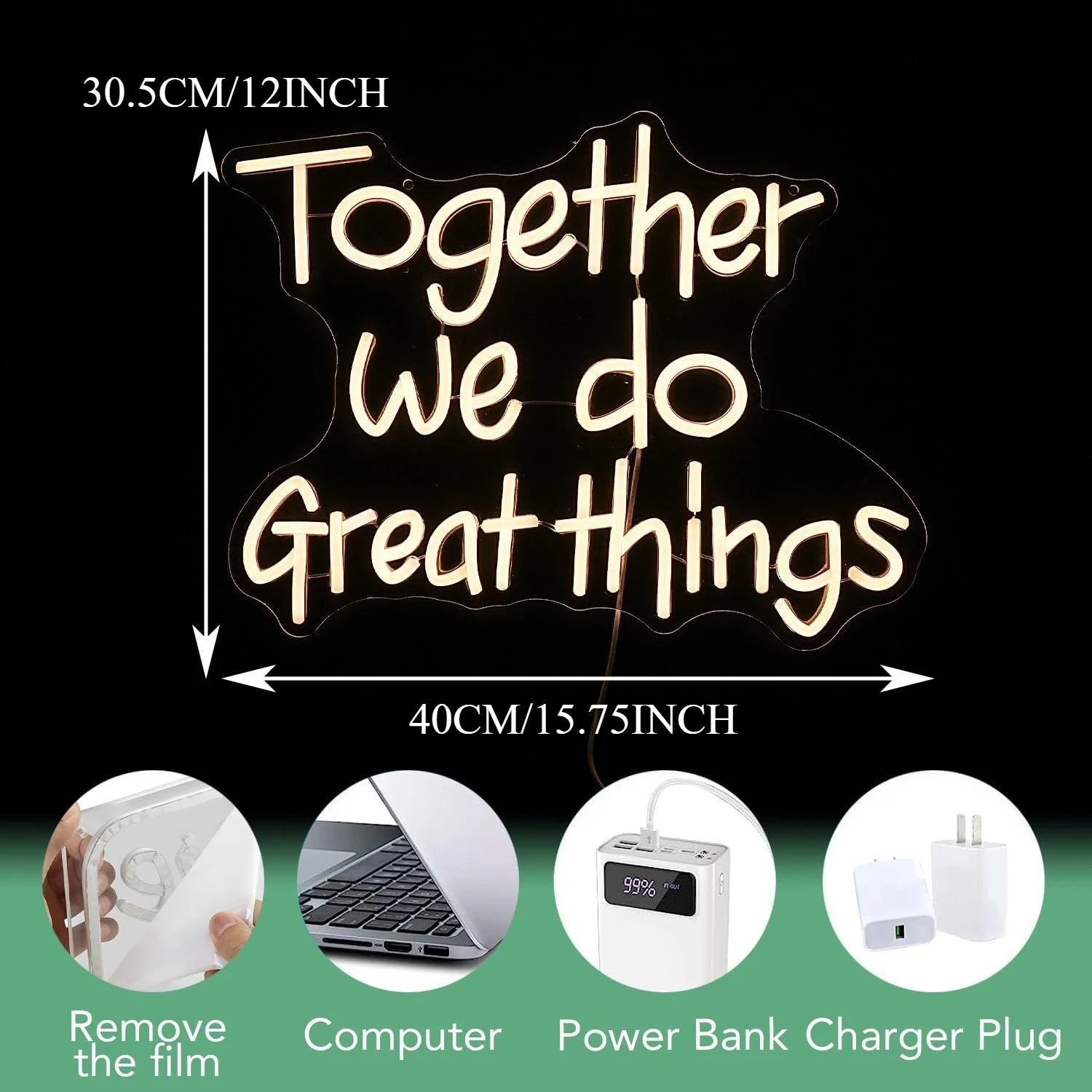 Together We Do Great Things LED Neon Sign USB Powered Wall Light For Office Team Room Salon Cafe Wedding Bedroom Decor Gift