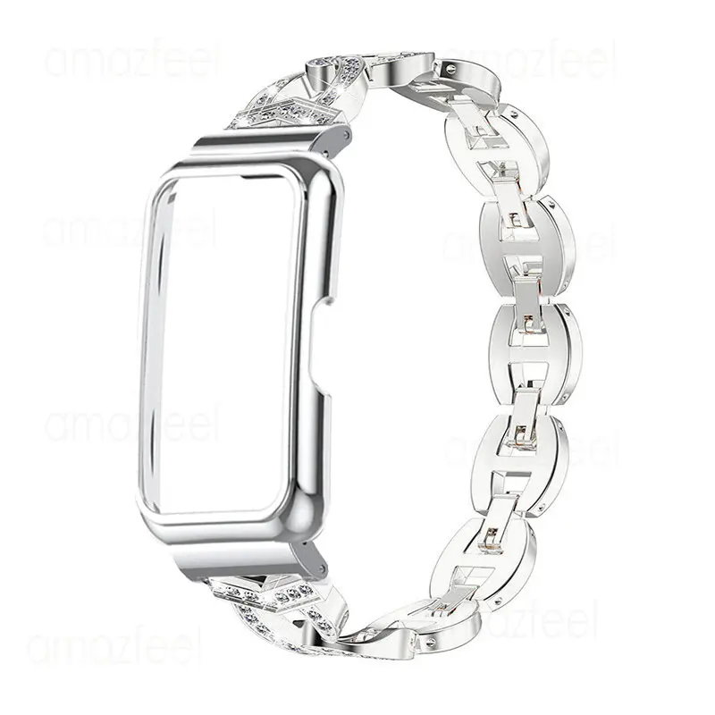 Correa de diamante para Huawei Band 6 7 8, pulsera de reloj, funda de Metal, Protector para Honor band 7 6, funda protectora, pulsera