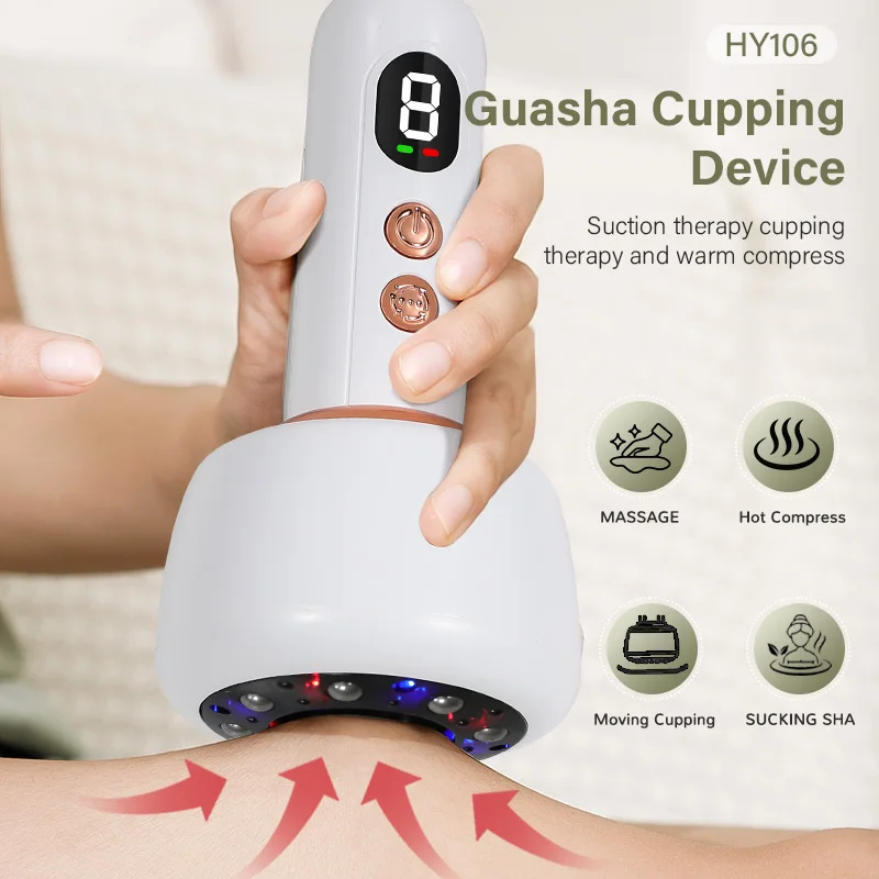 

USB Rechargeable Abdominal Massager for Hot Compress and Adjustable Guasha Cupping Intensity Arm and Leg Massage Handheld