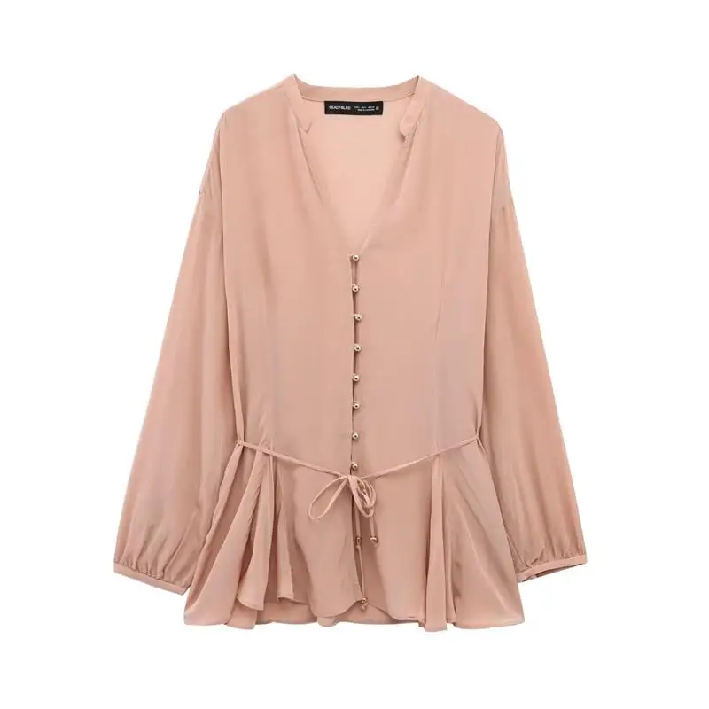 

Spring Shirts Women's 2025 New Blouses Chic Elegant Loose V-neck Commuter Shirt Tops Street Casual Youth Shirts