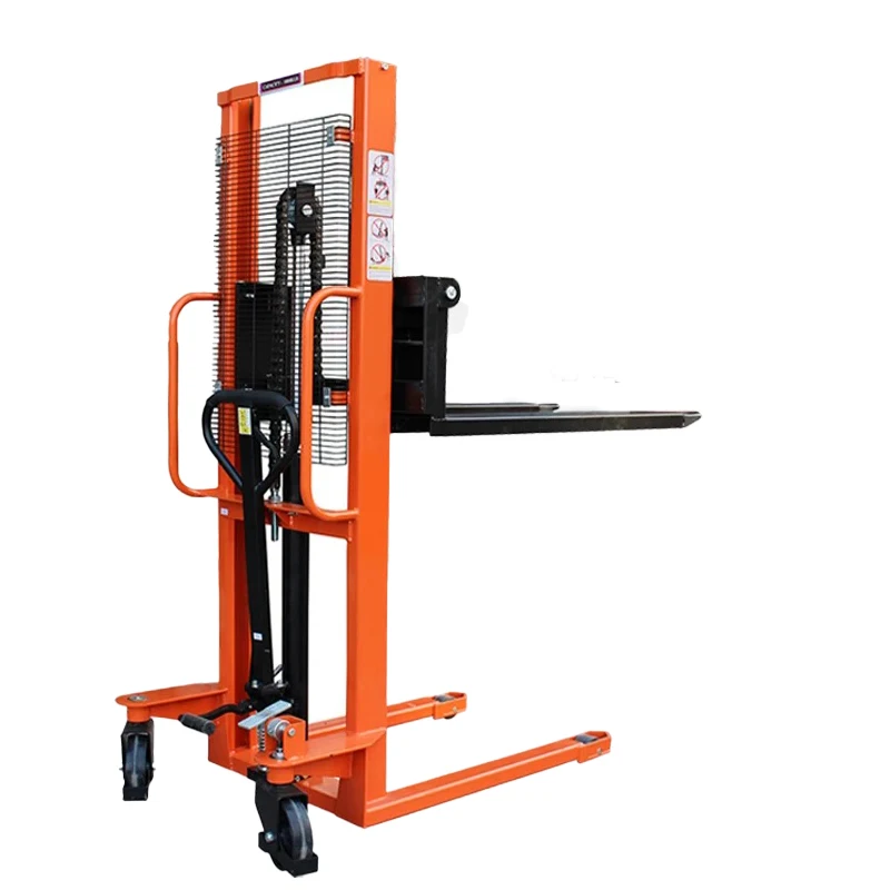 1T/1.5T Manual Hydraulic Stacker Lift Auxiliary Cart Hand Push Forklift Light Luggage Truck Multifunction Platform Moving Tools