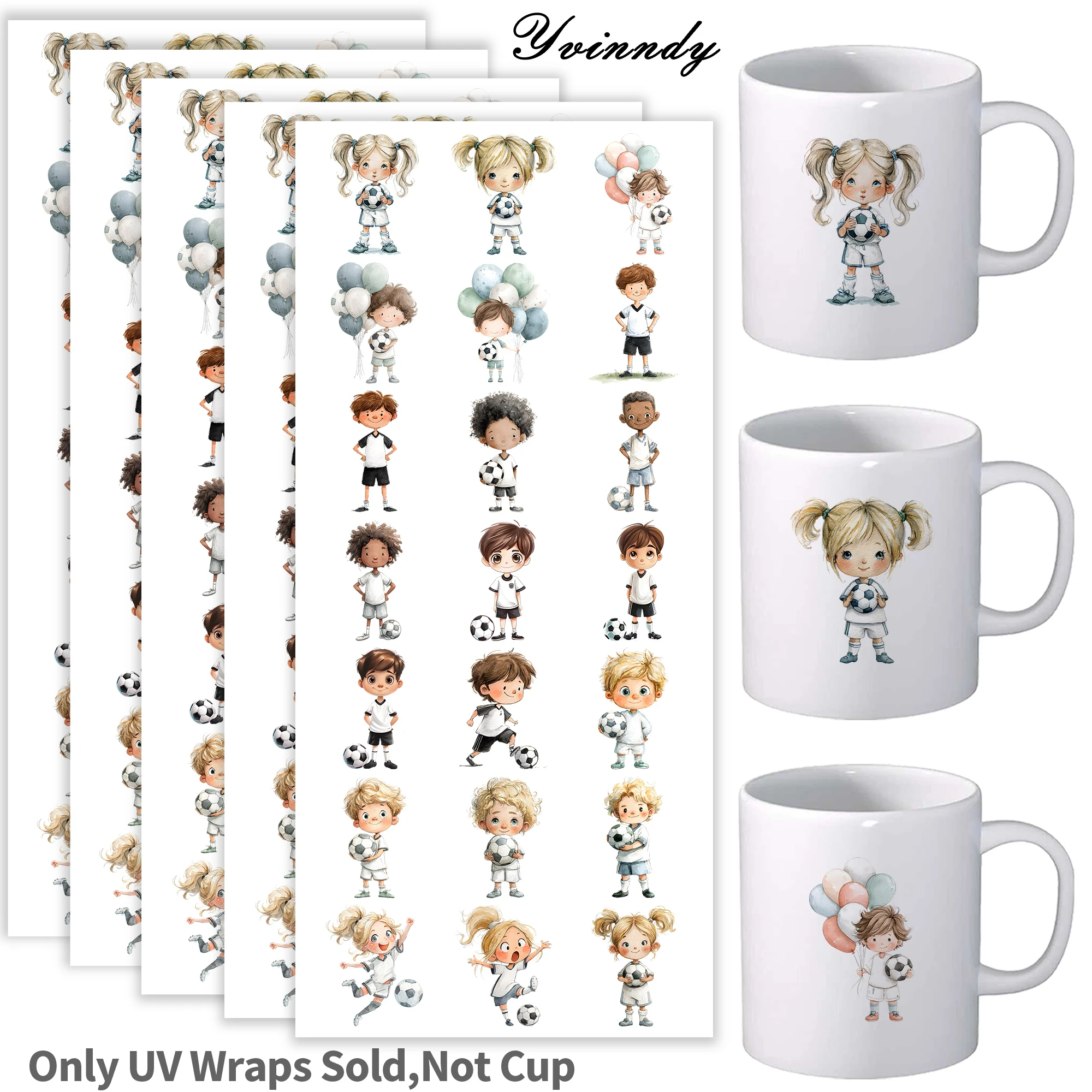 105Pcs/Set Football player teenager UV DTF Transfer Sticker DIY Craft Kits with Crystal Label 16oz Glass Jars Wrap Stickers