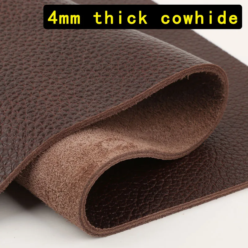 Genuine cowhide leather material 4mm thick leather fabric dark brown set color whole leather top layer cowhide cool cushion sofa