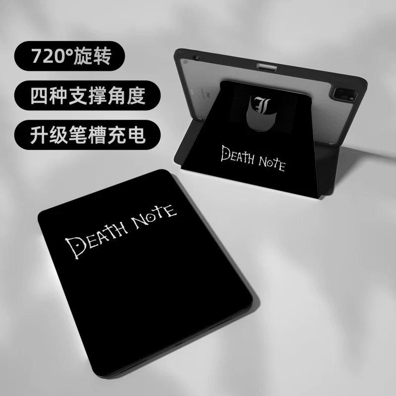Gothic Black English Notes Tablet Cover For iPad Pro 13 11th M5 M4 12.9 A16 8 7 9th 10th Air 11 M2 M3 Mini Rotating Fold Case