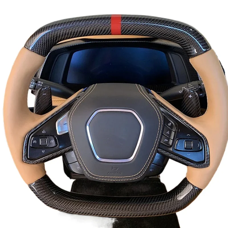 Suitable for Chevrolet Corvette C8 Sport Carbon Fiber Steering Wheel Retrofit