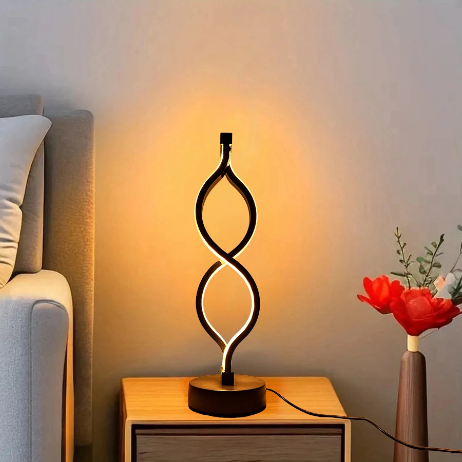 1PC Creative Figure-eight Desk Lamp USB Three-tone Light Bedroom Desk Lamp