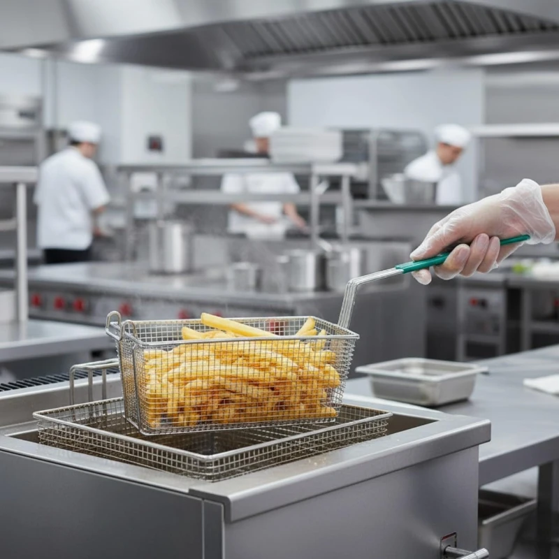 Extended Stainless Steel Fry Basket Fast Food Restaurant Chicken Leg French Fry Strainer Commercial Deep Frying Mesh Basket