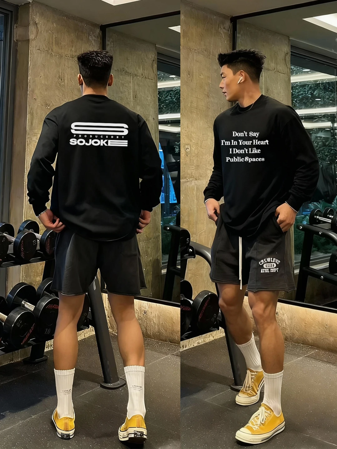 

Vintage Street Sle Long Sve Cotton T-irt Men's Heavyweight Casual round Ne Print Base Layer Top for Autumn Winter