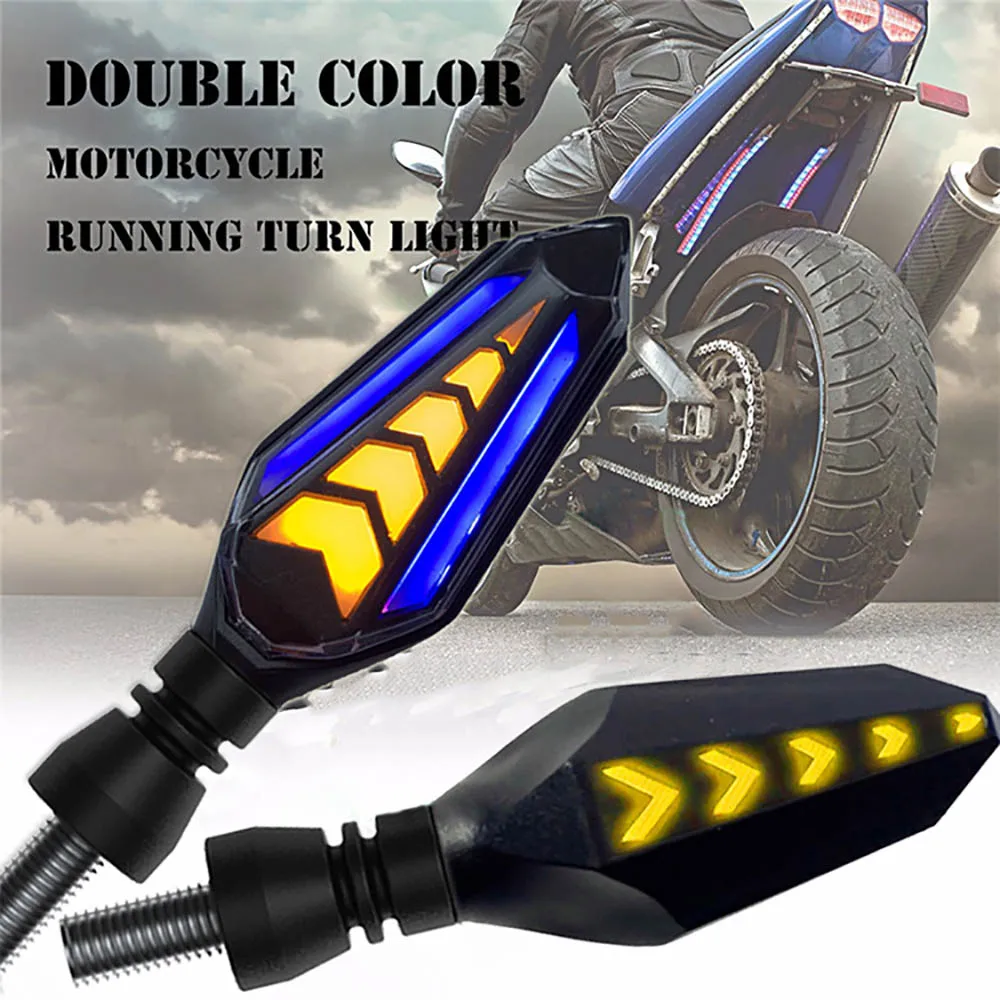 

2pcs Motorcycle Turn Signal LED Light Flowing Flash Indicator Lights Built-in Relay Flashing Blinker Universal Warning Lamp