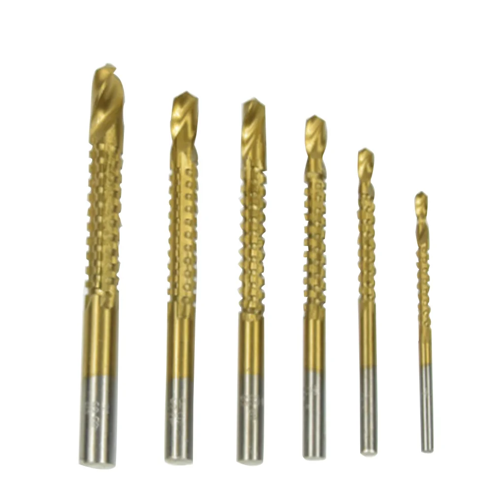 6Pcs Hss Sawtooth Drill Bits Set 30-80mm Titanium Coated Woodworking Bits for Wood Plastic Aluminum Processing