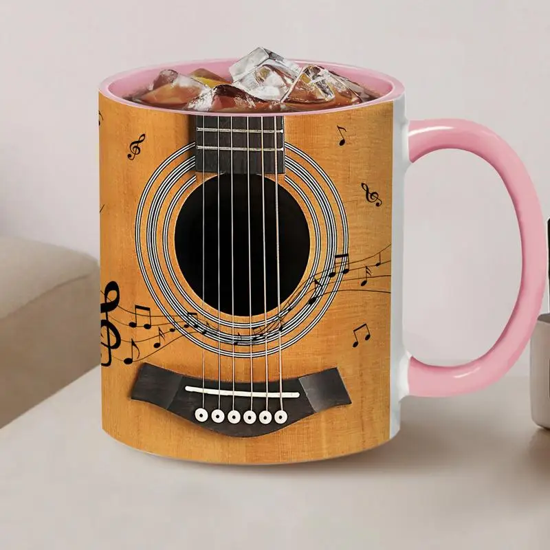 Taza de café con diseño de guitarra de cerámica, vaso de agua de instrumentos musicales, bajo, para mesa, 350ml