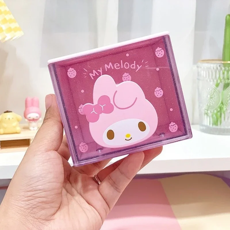 Hello Kitty Mini Desktop Storage Box My Melody Kuromi Creative Drawer Organizer Box Makeup Box Home Decoration Keys Storage Bins