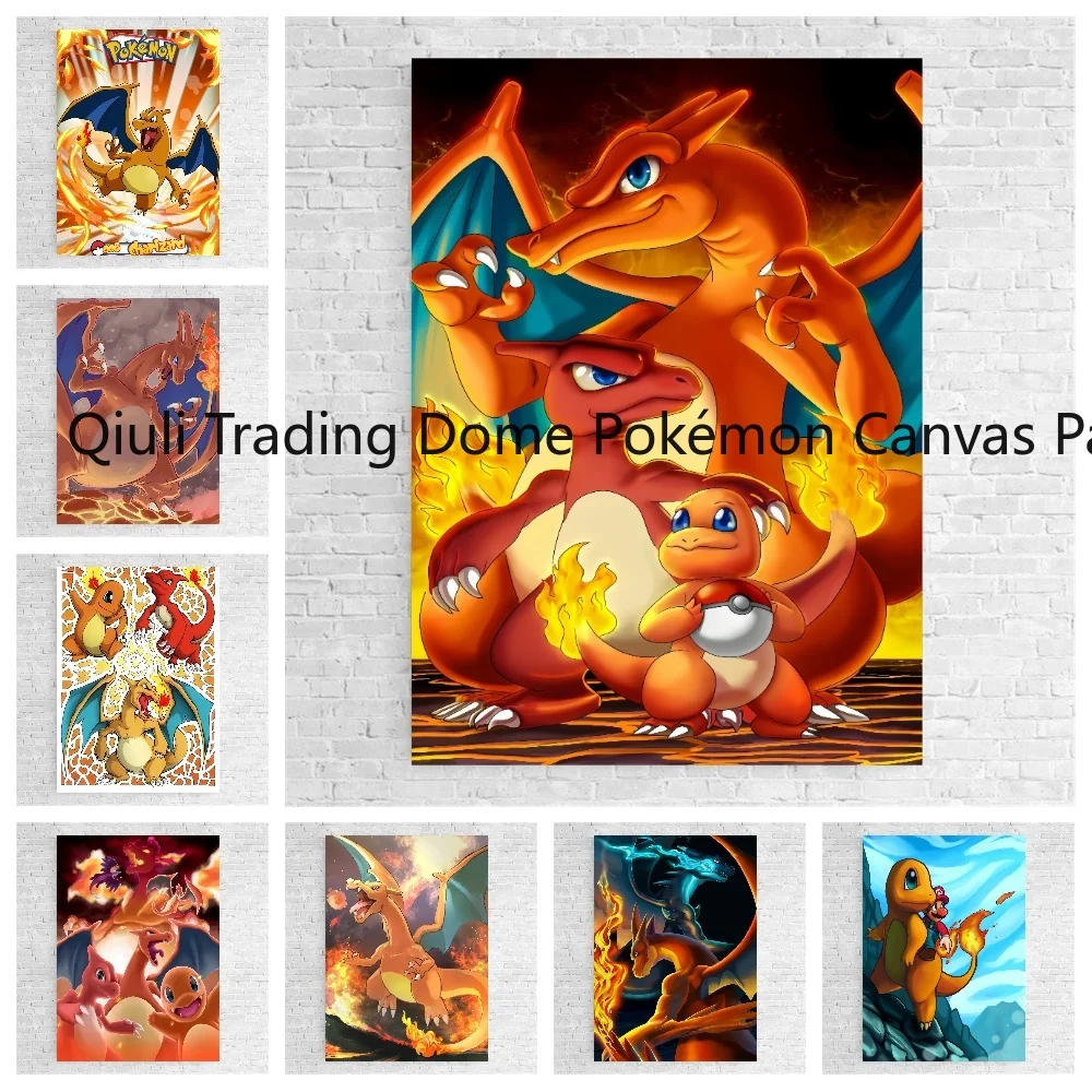 Pokemon Anime Charmeleon Fighting Stance Peripheral Poster Decor Wall Canvas Painting Modern Room Decorate Picture Kids Gifts