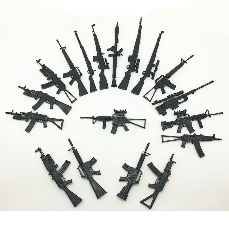 1/6 Rifle Gun Model for 12" Action Figure Weapon Easy Version Assemble Black Gun Model Toy AK74 AK47 M16A1 RPG 18pcs view 2