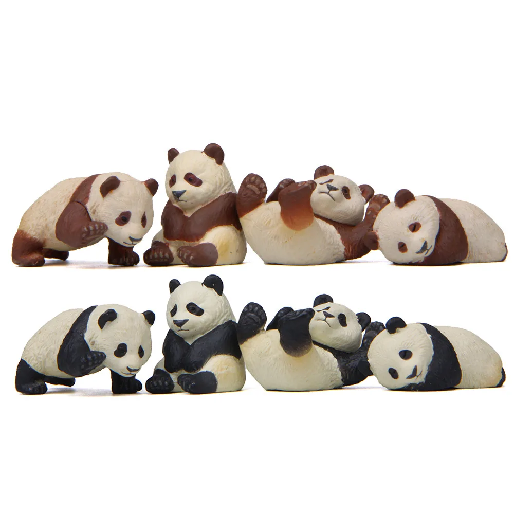 

4PCS Simulation Panda Figurines Animal Mini Figures Landscape Home Garden Decoration PVC Craft Model Doll for Kids Toys Gifts