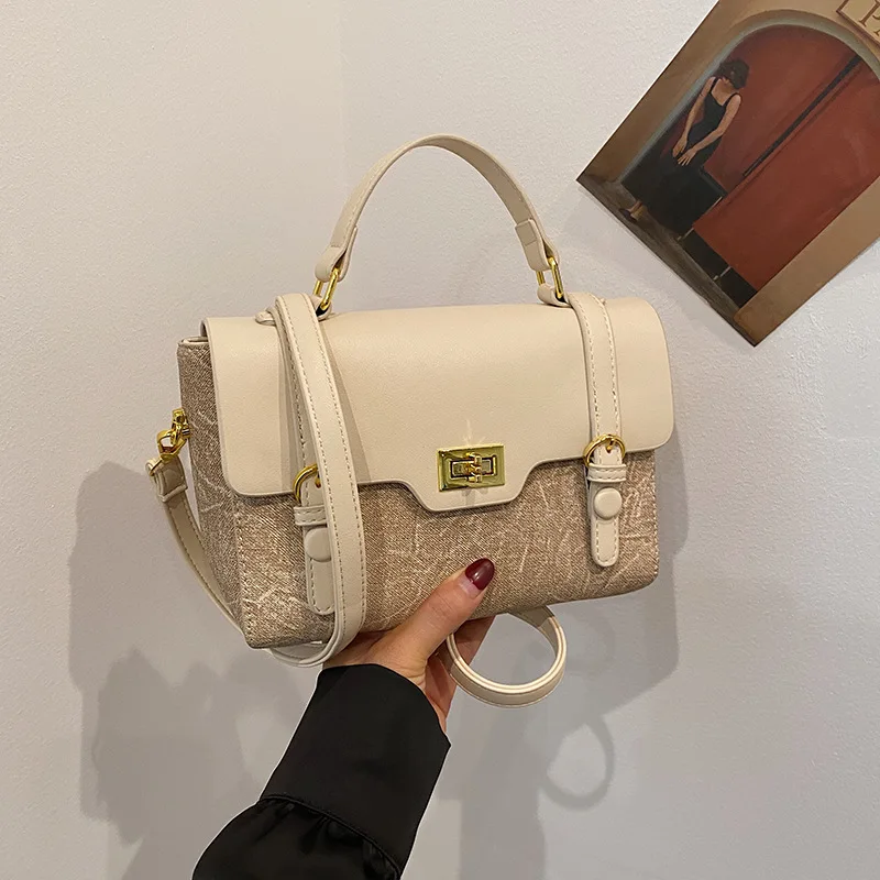 

Color Block Square Bag Fashion Top Handle Purse for Women Minimalist Crossbody Bag Versatile Shoulder Tote Modern Commuter Bag