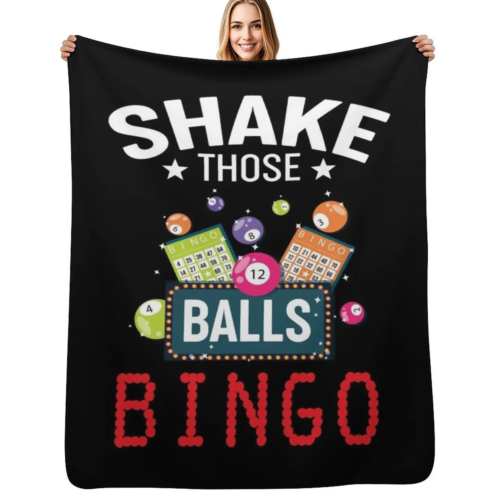Shake Those Balls Bingo Throw Blanket Plush Fuzzy Cozy Blanket for Couch Sofa