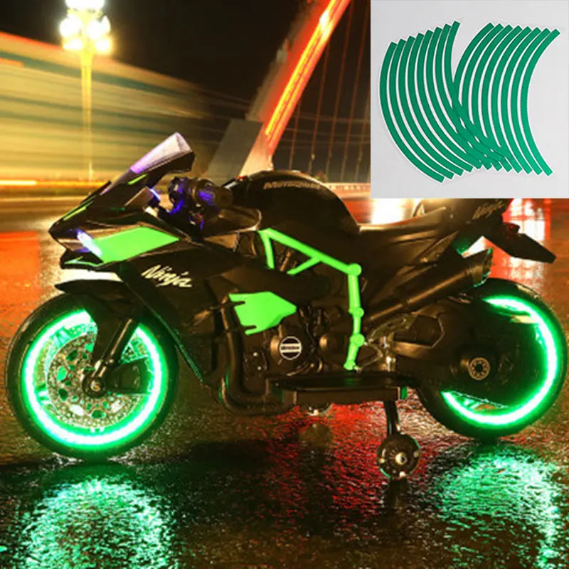 

16Pcs Universal Motorcycle Wheel Tire Reflective Tape Sticker Motorcycle Automobile Decal Moto Decoration Motor Accessories