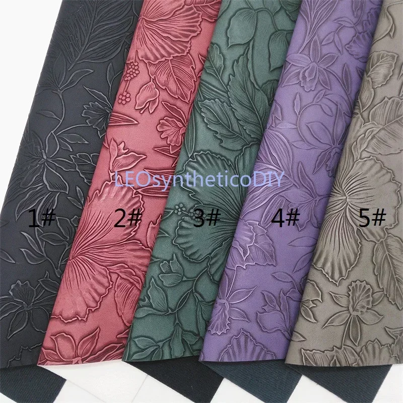 40X134CM Mini Roll Floral embossed faux leather Vintage Synthetic Leather Vinyl Fabric for bags garments upholstery Bows DIY