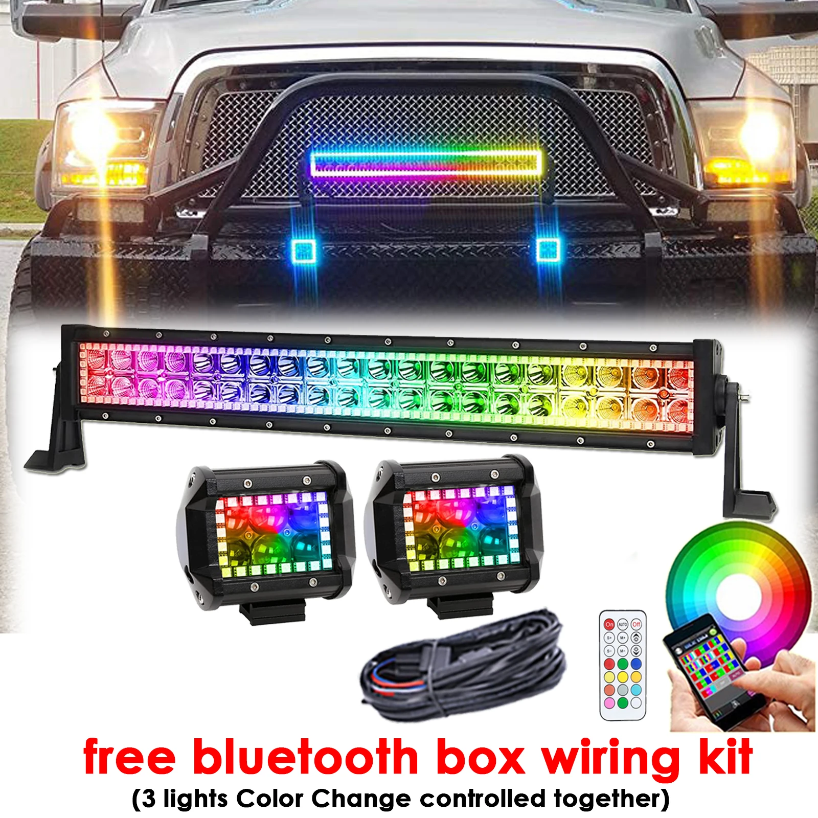 20inch/22inch LED Light Bar +2pcs 3inch/4