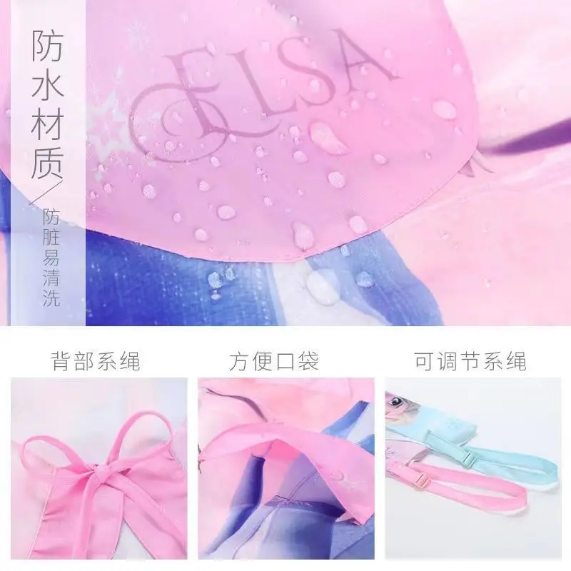 مجموعة مريلة ديزني سيريز إلسا للأطفال لطيفة وناعمة ومريحة ومقاومة للماء وقذرة ونمط كرتوني سهلة التنظيف #5