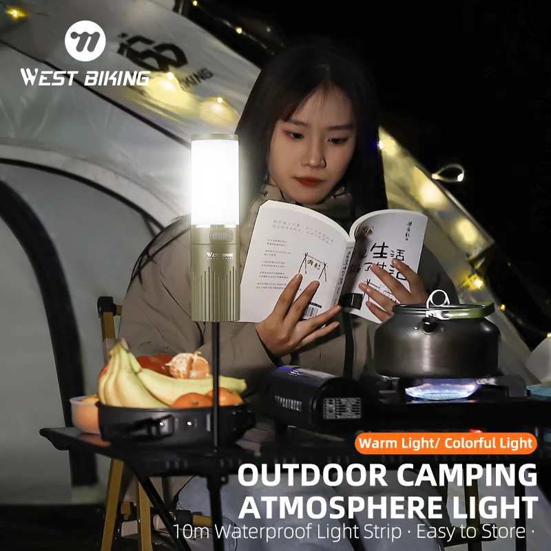 

WEST BIKING Portable Camping Light Type-C Rechargeable Camping Lantern Outdoor Led Flashlight Tent Camp Supplies Home