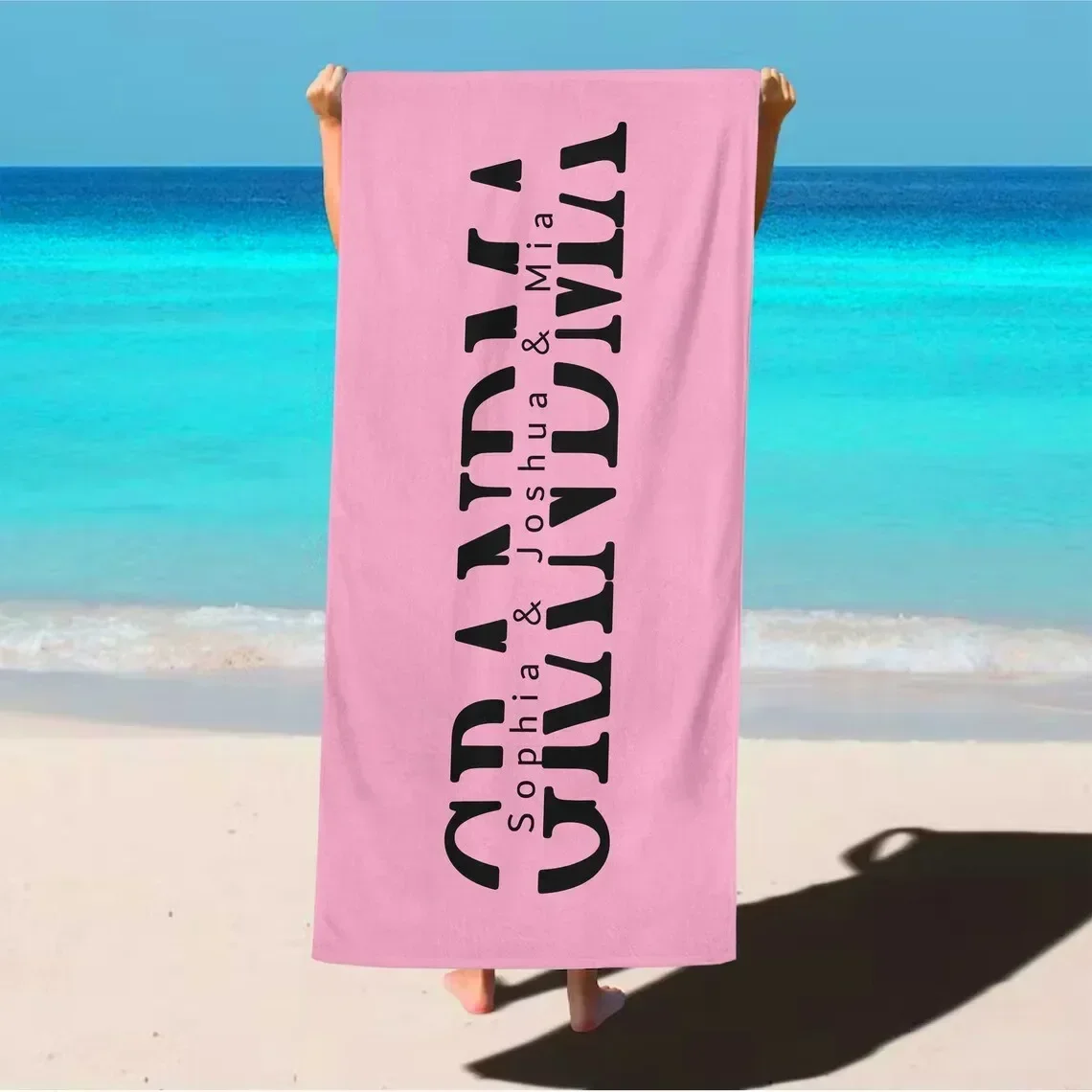 Day Gift Name Microfiber Towel Font Personalized Beach Bath Towel Swimming Pool Name  cleaning