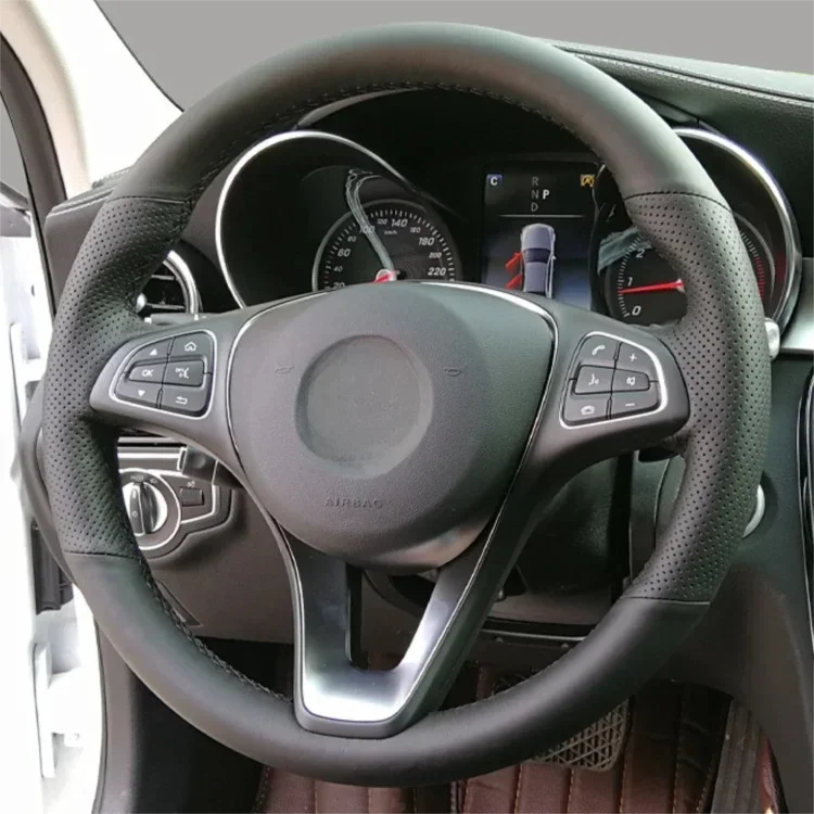 Suitable for Mercedes Benz W176 W246 W205 C117 218 X218 C253 W213 W166 Hand Sewn Leather Steering Wheel Cover