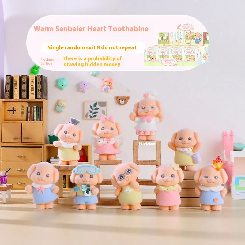 New Flocking Version Of Ins Explosions Warm Sylvanian Blind Box Peripheral Kawaii Puppy Doll Desktop Ornaments Decorative Gifts