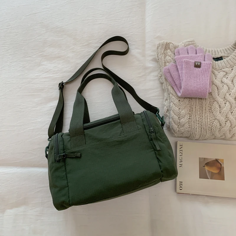 

Повседневная корейская сумка из нейлонового материала, водонепроницаемая маленькая сумка через плечо, легкая сумка Boston, подушка, сумка через плечо для женщин