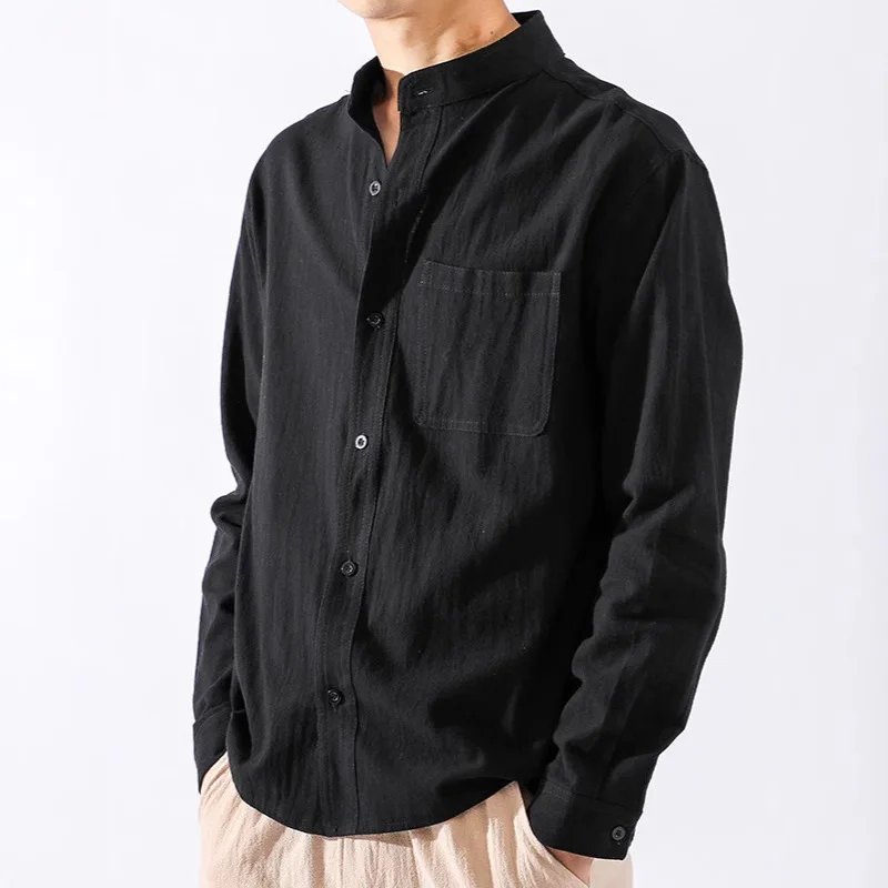 Shirts for Men White with Pocket Linen Man Shirt Elegant  Fashion 2026 New