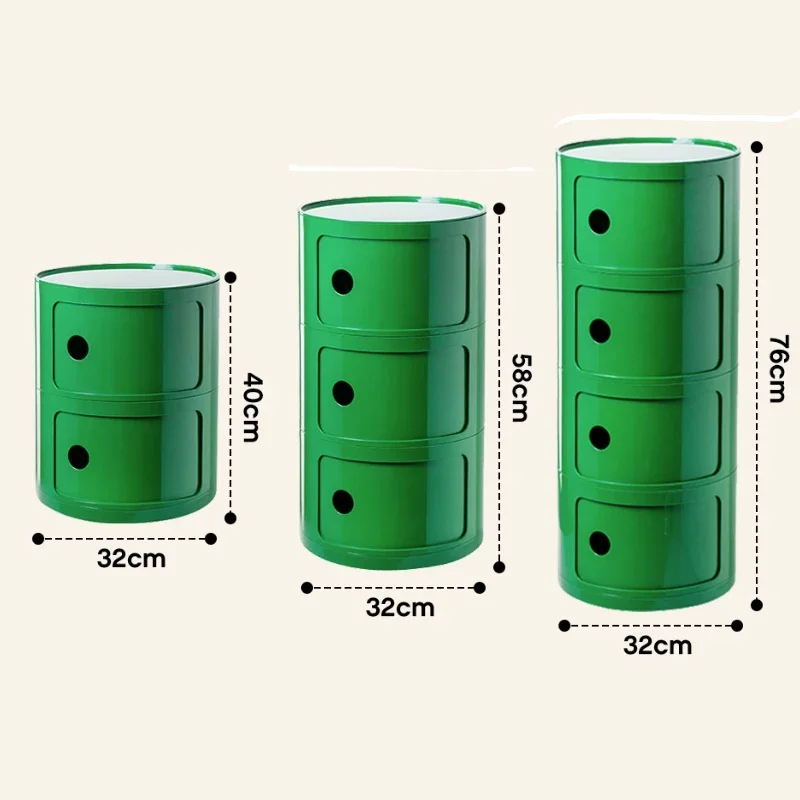 북유럽 침대 옆 캐비닛, 작은 원형 모던 플라스틱 보관 캐비닛, 좁은 캐비닛, 거실용 다층 측면 캐비닛