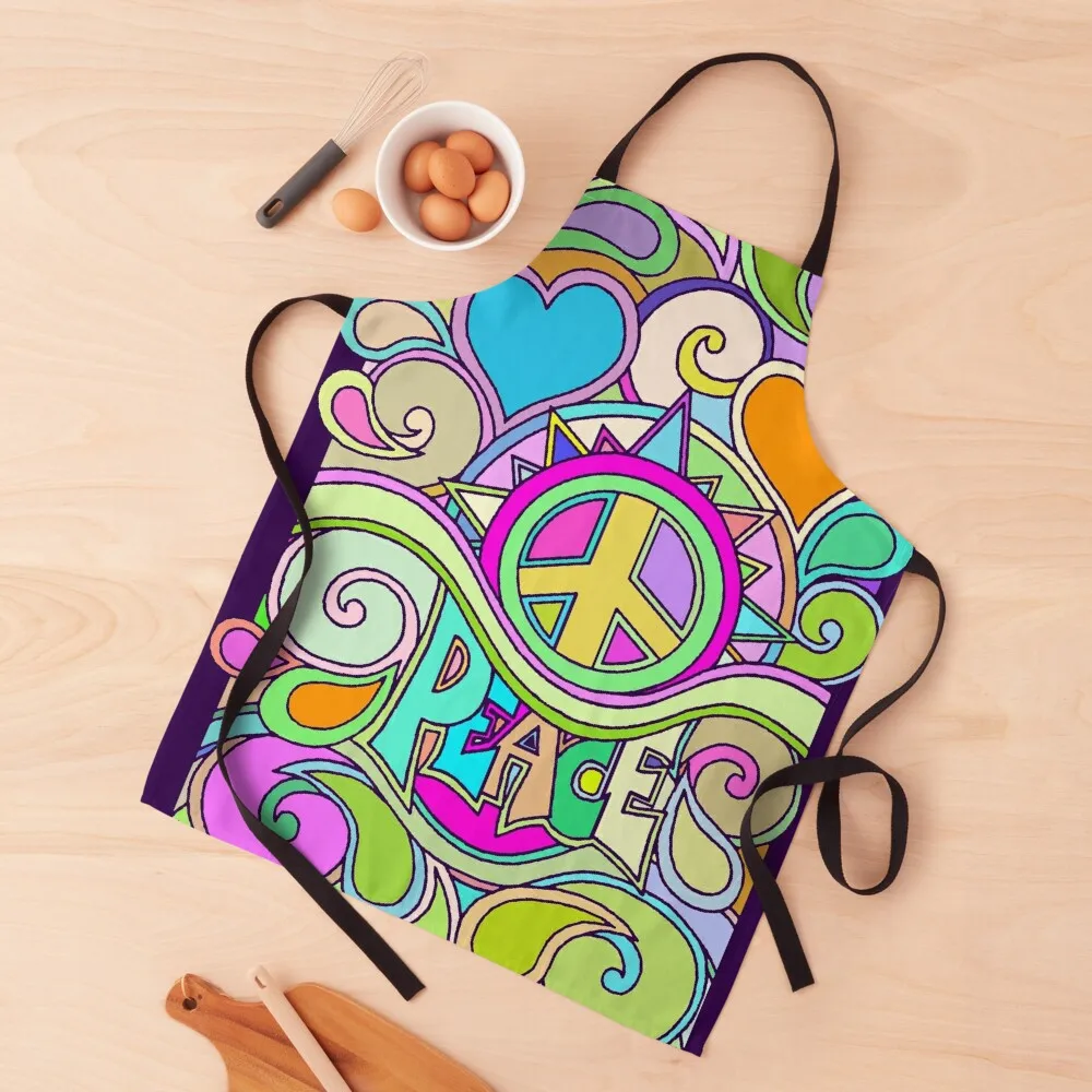 

Psychedelic Hippy Retro Peace Art Apron Women's Kitchen women's work Beauty Apron