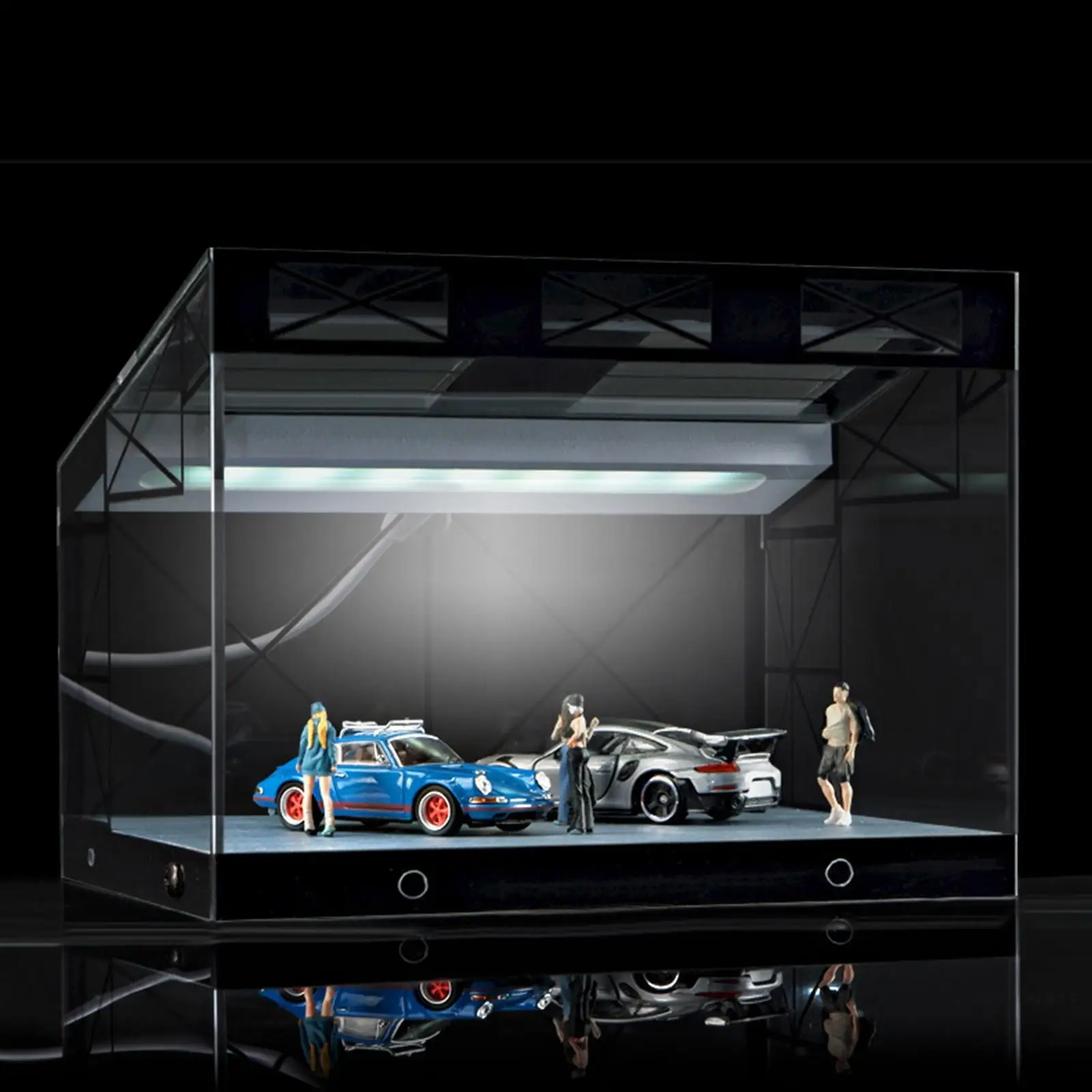 1:64 Scale Diecast Vehicle Model Display Case with Lights Diecast Car Garage