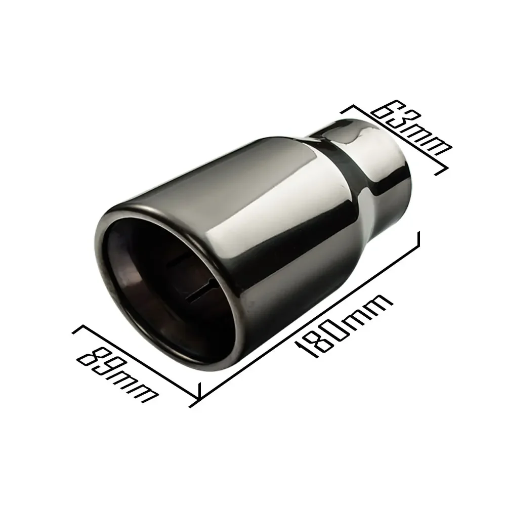 

Glossy Black 2.5 Inch Exhaust Tips Stainless Steel Rolled Slant 3.5 inch OUT Universal Car Muffler Tail Pipe