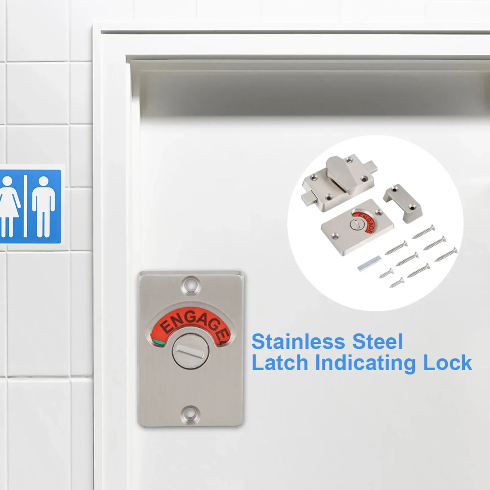 Indicator Privacy  Door Lock Vacant Engaged Screws Bathroom Toilet